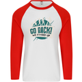 Go Back We Fooked Up Evolution Environment Mens L/S Baseball T-Shirt White/Red