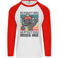 Funny Cat Miss My Party People Alcohol Beer Mens L/S Baseball T-Shirt White/Red
