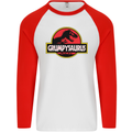 Grumpysaurus Funny Grumpy Old Git Man Mens L/S Baseball T-Shirt White/Red