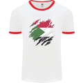 Torn Sudan Flag Sudanese Day Football Mens Ringer T-Shirt White/Red