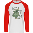 A Dog Weeing on a Christmas Tree Xmas Funny Mens L/S Baseball T-Shirt White/Red