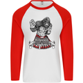 Muay Thai The Beast MMA Mixed Martial Arts Mens L/S Baseball T-Shirt White/Red