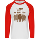 We Herd That Funny Cow Mens L/S Baseball T-Shirt White/Red