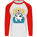 Its a Cowch Funny Cow Mens L/S Baseball T-Shirt White/Red