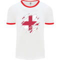 Torn Georgia Flag Georgian Day Football Mens Ringer T-Shirt White/Red