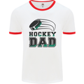 Ice Hockey Dad Fathers Day Mens Ringer T-Shirt White/Red