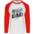 Worlds Okayest Dad Funny Fathers Day Mens L/S Baseball T-Shirt White/Red