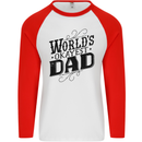 Worlds Okayest Dad Funny Fathers Day Mens L/S Baseball T-Shirt White/Red