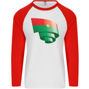 Curled Burkina Faso Flag Day Football Mens L/S Baseball T-Shirt White/Red