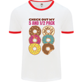 Check Out My 5 1/2 Pack Funny Donut Food Gym Mens Ringer T-Shirt White/Red