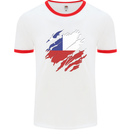 Torn Chile Flag Chilean Day Football Mens Ringer T-Shirt White/Red
