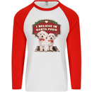 Christmas Maltese Funny Santa Paws Xmas Mens L/S Baseball T-Shirt White/Red