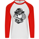 Steampunk King Charles Spaniel Cavelier Mens L/S Baseball T-Shirt White/Red