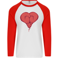 Heart Boxing Gloves Boxer MMA Muay Thai Mens L/S Baseball T-Shirt White/Red