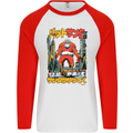 Christmas Destructive Santa Japan Anime Xmas Mens L/S Baseball T-Shirt White/Red