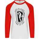 Rock Climbing Live to Climb  Climber Mens L/S Baseball T-Shirt White/Red
