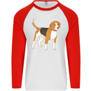 A Beagle Small Scent Hound Dog Mens L/S Baseball T-Shirt White/Red