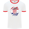 Torn Croatia Flag Croatian Day Football Mens Ringer T-Shirt White/Red
