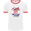 Torn Croatia Flag Croatian Day Football Mens Ringer T-Shirt White/Red
