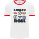 Kawaii Sushi Rainbow Roll Fish Mens Ringer T-Shirt White/Red