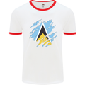 Torn Saint Lucia Flag Lucian Day Football Mens Ringer T-Shirt White/Red