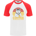 Coffee Because Murder is Wrong Funny Dog Mens S/S Baseball T-Shirt White/Red