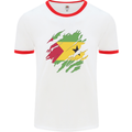 Torn Sao Tome and Principe Flag Day Football Mens Ringer T-Shirt White/Red