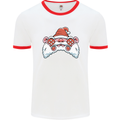 Santa Controller Video Games Gaming Joypad Xmas Mens Ringer T-Shirt White/Red