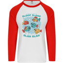 Bloop Bloop Funny Fishing Fisherman Mens L/S Baseball T-Shirt White/Red