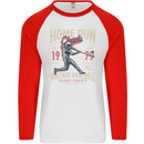 Home Run Vintage Baseball Player Mens L/S Baseball T-Shirt White/Red