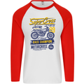 Supercross MotoX Dirt Bike Motocross Mens L/S Baseball T-Shirt White/Red