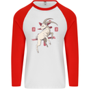 Chinese Zodiac Shengxiao Year of the Goat Mens L/S Baseball T-Shirt White/Red