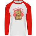 Christmas Yorkshire Terrier Xmas Yorkie Dog Mens L/S Baseball T-Shirt White/Red