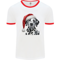 Christmas Dalmatian Wearing a Xmas Hat Dog Mens Ringer T-Shirt White/Red