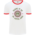 Blame It on My Hippy Soul 60s 70s Flower Power Mens Ringer T-Shirt White/Red