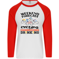 Weekend Forecast Cycling Cyclist Bicycle Mens L/S Baseball T-Shirt White/Red