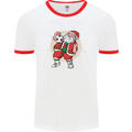 Football Santa Christmas Soccer Xmas Mens Ringer T-Shirt White/Red