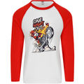 Biker Santa One Night Out Christmas Motorcycle Mens L/S Baseball T-Shirt White/Red