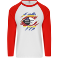 Torn Swaziland Flag Swazi Day Football Mens L/S Baseball T-Shirt White/Red