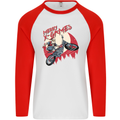 Motocross Merry X Games Dirt Bike Motorbike Mens L/S Baseball T-Shirt White/Red