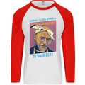 Ghandi Parody Gangsta Rap Music Hip Hop Mens L/S Baseball T-Shirt White/Red