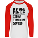Levels of Wildness Virgo Mens L/S Baseball T-Shirt White/Red