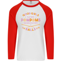 Bad Girls Play With Pool Balls 9-Ball Mens L/S Baseball T-Shirt White/Red