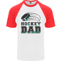 Ice Hockey Dad Fathers Day Mens S/S Baseball T-Shirt White/Red