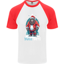 Yule Yeti Funny Christmas Bigfoot Sasquatch Xmas Mens S/S Baseball T-Shirt White/Red