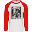 LA Choppers Motorcycle Motorbike Biker Mens L/S Baseball T-Shirt White/Red