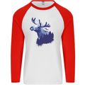 Moose Forest Ecology Environment Mens L/S Baseball T-Shirt White/Red