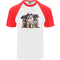 3 Cool Dalmatian Puppy's Dogs Mens S/S Baseball T-Shirt White/Red