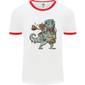 T-Rex Halloween Pumpkin Mens Ringer T-Shirt White/Red