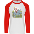 A Christmas Rhino With Santa Xmas Mens L/S Baseball T-Shirt White/Red